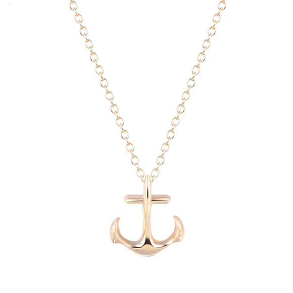 golden threads Jewelry - Anchor Dainty Delicate Gold Necklace Pendant